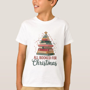 All Booked for Christmas Book Tree Xmas Teacher T-Shirt