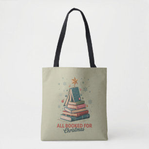 All Booked for Christmas Book Tree Xmas Teacher  Tote Bag