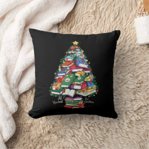 All Booked For Christmas Book Xmas Gift Librarian Cushion