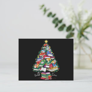 All Booked For Christmas Book Xmas Gift Librarian Holiday Postcard