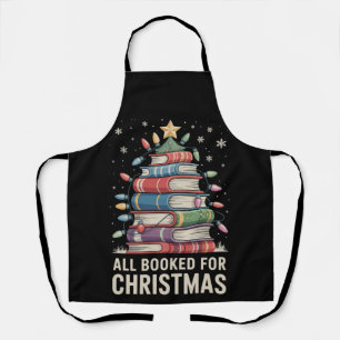 All Booked For Christmas Book Xmas Tree Holiday Apron