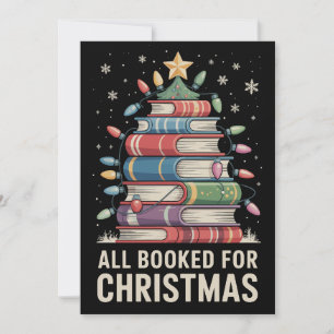 All Booked For Christmas Book Xmas Tree Holiday Card