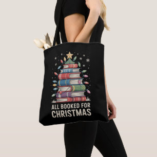 All Booked For Christmas Book Xmas Tree Holiday Tote Bag