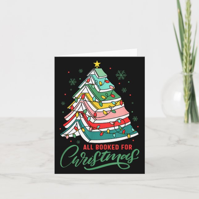All Booked For Christmas Book Xmas Tree Lights Rea Card (Front)