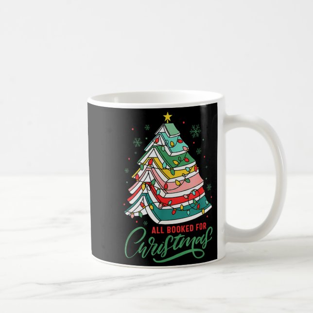 All Booked For Christmas Book Xmas Tree Lights Rea Coffee Mug (Right)