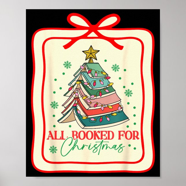 All Booked For Christmas Coquette Bow Tree Lights  Poster (Front)