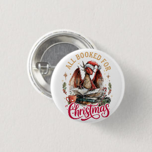 All Booked for Christmas Dragon 3 Cm Round Badge