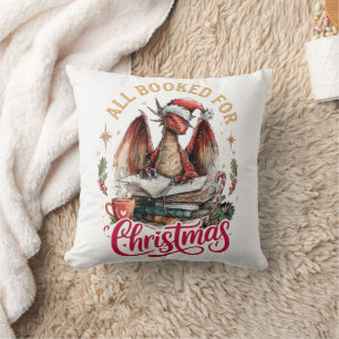 All Booked for Christmas Dragon  Cushion