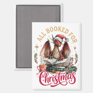 All Booked for Christmas Dragon Magnet