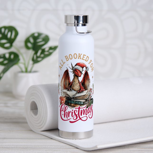 All Booked for Christmas Dragon  Water Bottle (Yoga (Rotated))