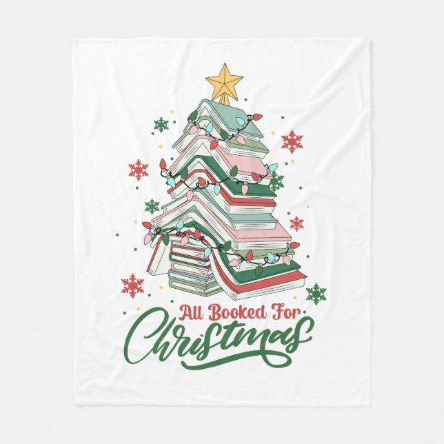 All Booked For Christmas Fleece Blanket (Front)
