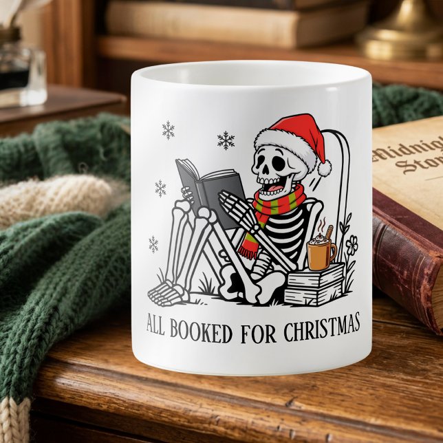 All Booked For Christmas Funny Reading Skeleton  Coffee Mug (Creator Uploaded)