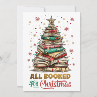 All Booked for Christmas Holiday Card