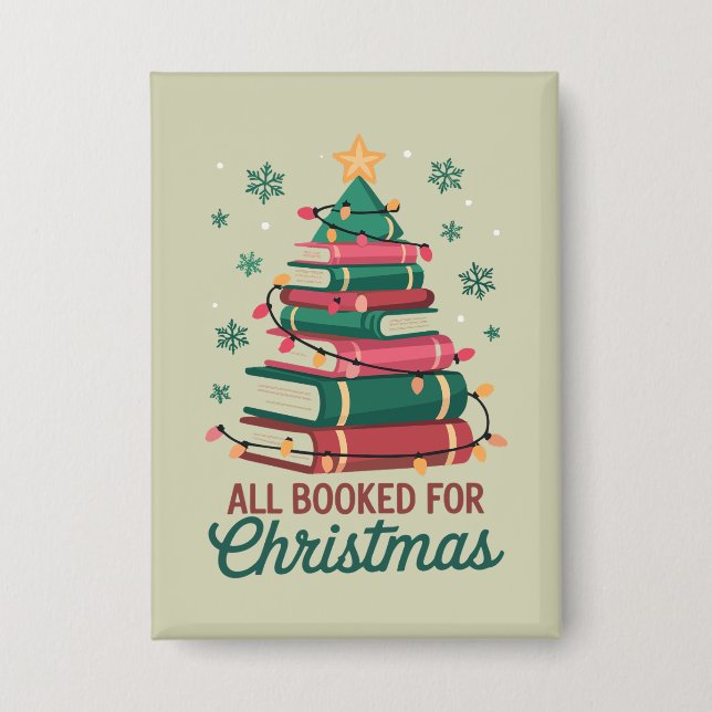 All Booked For Christmas Librarian Book Lover Tree (Front)