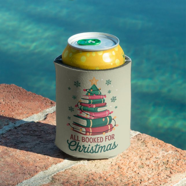 All Booked For Christmas Librarian Book Lover Tree Can Cooler (In Situ Pool)