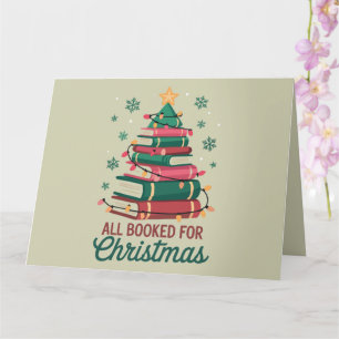 All Booked For Christmas Librarian Book Lover Tree Card