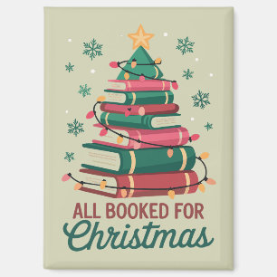 All Booked For Christmas Librarian Book Lover Tree Magnet