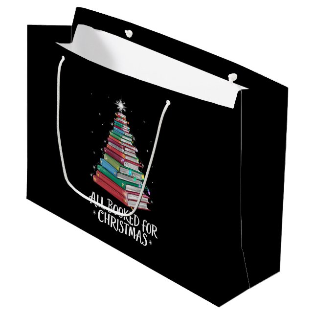 All Booked For Christmas Librarian Xma Book Lovers Large Gift Bag (Front Angled)