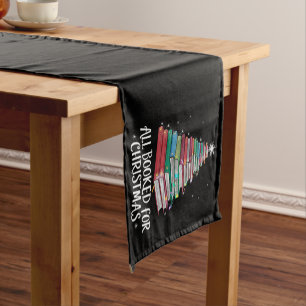 All Booked For Christmas Librarian Xma Book Lovers Short Table Runner
