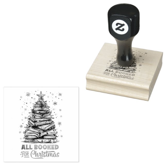 All Booked for Christmas  Rubber Stamp (Stamped)