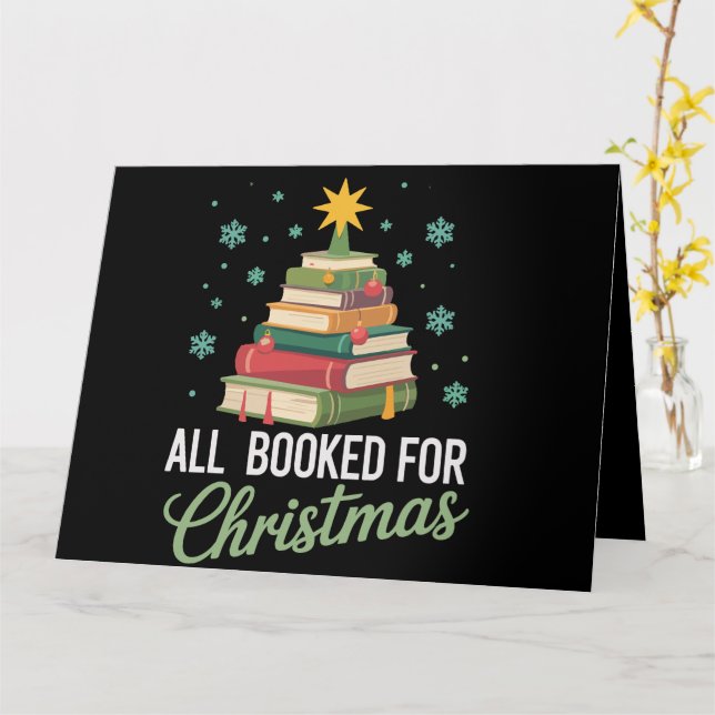 All Booked For Christmas Tree Books Teacher Xmas  Card (Yellow Flower)