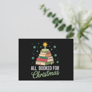 All Booked For Christmas Tree Books Teacher Xmas  Holiday Postcard
