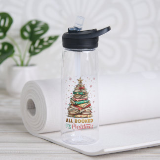All Booked for Christmas Water Bottle