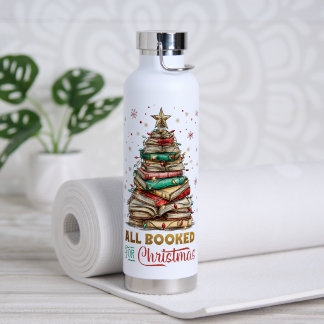 All Booked for Christmas Water Bottle