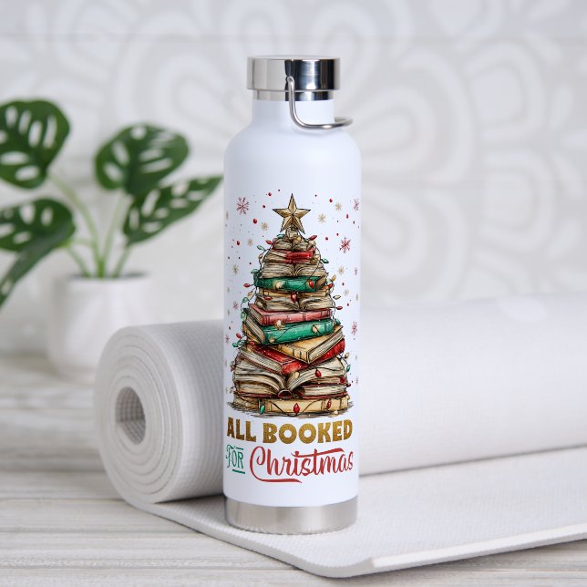 All Booked for Christmas  Water Bottle (Yoga (Rotated))