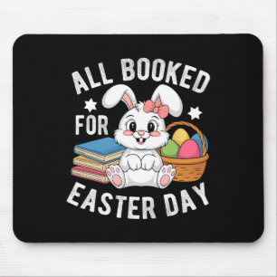 All Booked For Easter Day Cute Bunny Rabbit Readin Mouse Pad