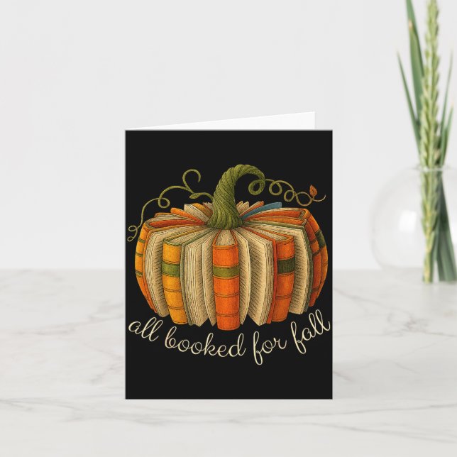 All Booked For Fall Book Pumpkin Reading Halloween Card (Front)
