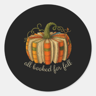 All Booked For Fall Book Pumpkin Reading Halloween Classic Round Sticker