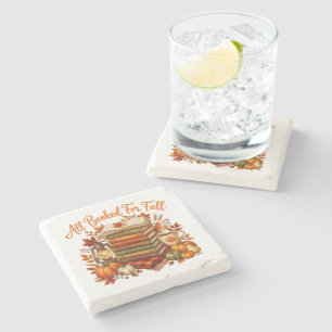 All Booked for Fall Books Coffee Cosy Autumn Stone Coaster