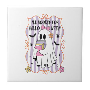 All Booked For Halloween Teacher Ghost Tile
