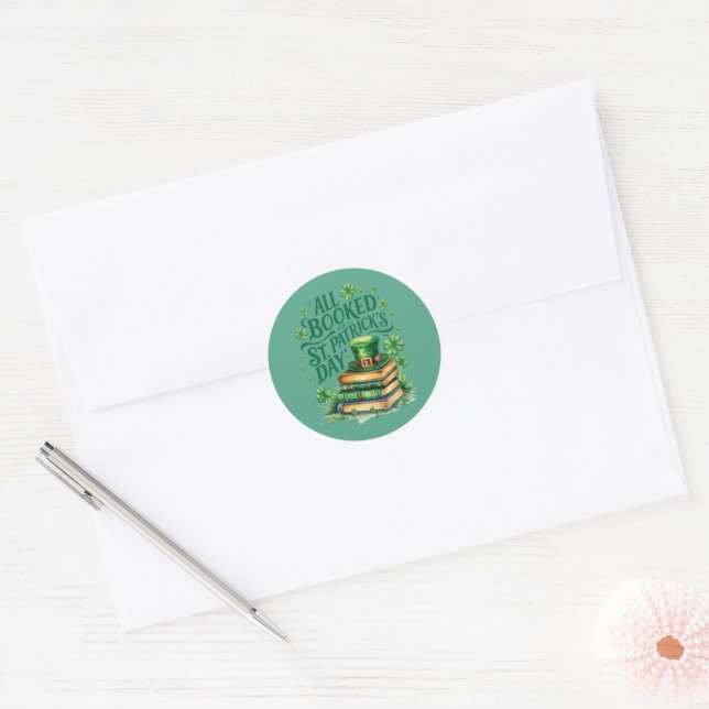All Booked For St. Patrick's Day Classic Round Sticker (Envelope)