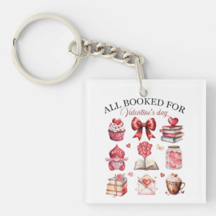 All Booked for Valentine's Day Illustration Key Ring