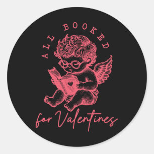 All Booked For Valentines Funny Cupid Teacher Vale Classic Round Sticker