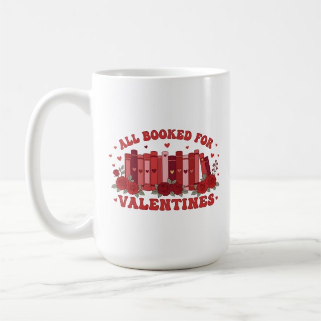 All Booked For Valentines Retro Book Lover  Coffee Mug (Left)