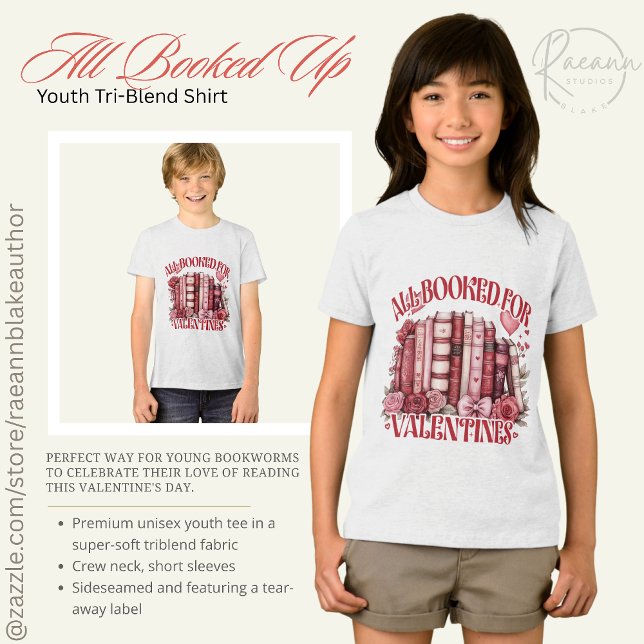 All Booked for Valentine's Youth  Tri-Blend Shirt (Creator Uploaded)