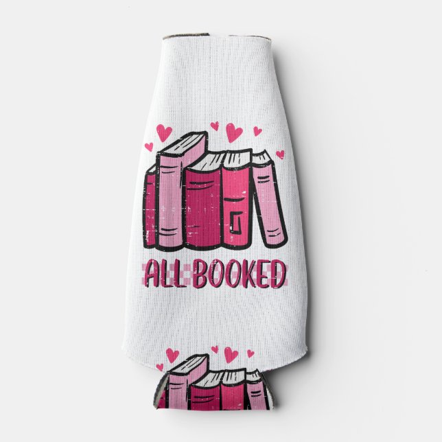 All Booked Funny Read Book Reading Librarian Men W Bottle Cooler (Front)
