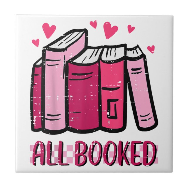 All Booked Funny Read Book Reading Librarian Men W Tile (Front)