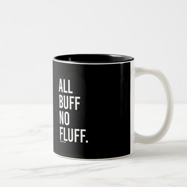 All buff No fluff -   Guy Fitness -.png Two-Tone Coffee Mug (Right)