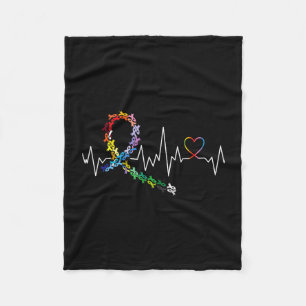 All cancer awareness day heartbeat fleece blanket