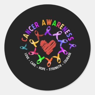 All Cancer Awareness Fight Cancer In Multicolor Ri Classic Round Sticker