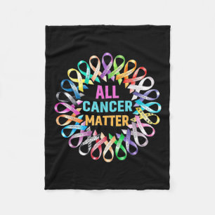 All Cancer Colourful Ribbons Cancer Awareness Fleece Blanket