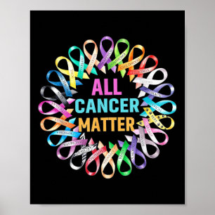 All Cancer Colourful Ribbons Cancer Awareness Poster