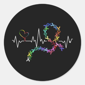 All Cancer Matters Awareness Day Heartbeat 1  Classic Round Sticker