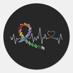 All Cancer Matters Awareness Day Heartbeat 3 Classic Round Sticker