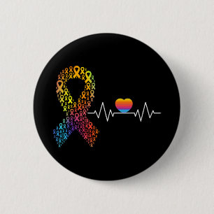 All Cancer Matters Awareness Day Heartbeat Ribbon 6 Cm Round Badge