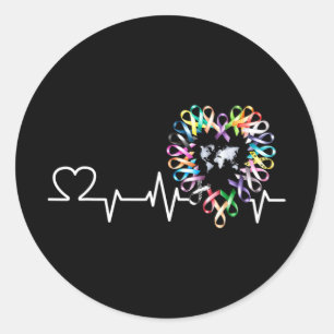 All Cancer Matters Awareness Day Heartbeat Ribbon  Classic Round Sticker
